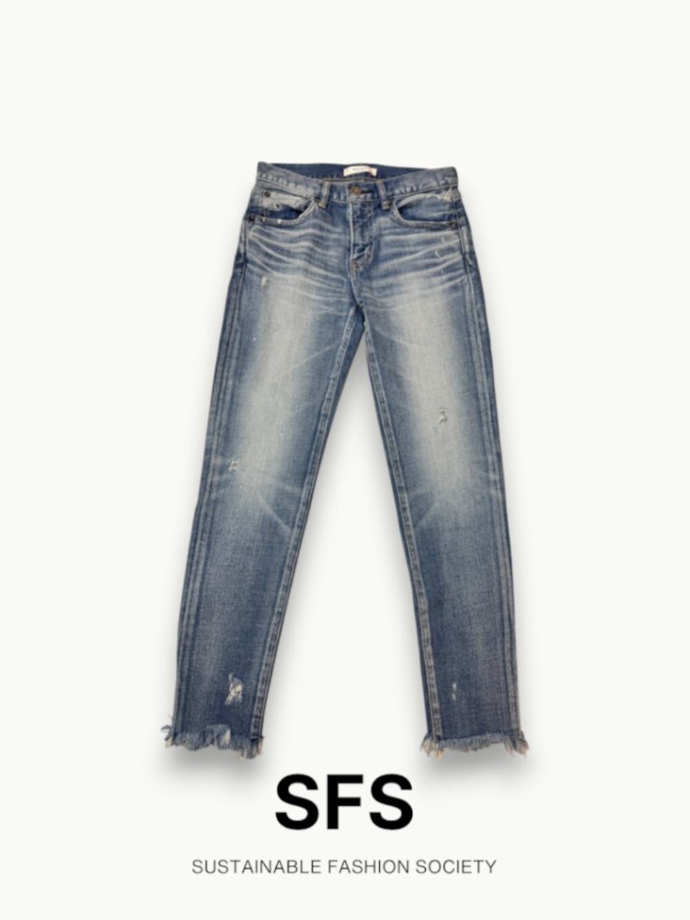 MOUSSY VINTAGE Size 25 Frayed Hem Distressed Jeans Made In Japan Howa